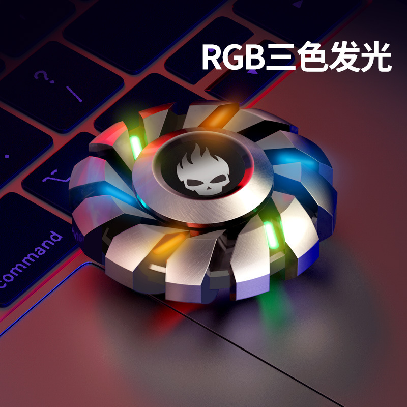 Dedo luminoso Gyro metal avanzado dedo descompresión luminoso juguete de los niños negro tecnología azul magia