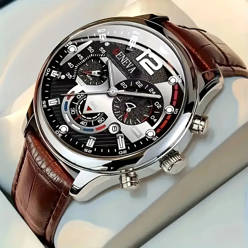 Cross-border Fashion Business Quartz Watch Men's Luminous Pointer Calendar Belt Watch Men's Advanced Sense Brand Watch