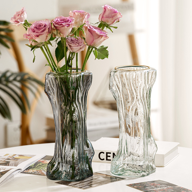 Flores creativas de árboles ricos, nuevas botellas de vidrio de viento idílico, floras hidropónicas de alto estilo, decoración interior de la sala de estar familiar