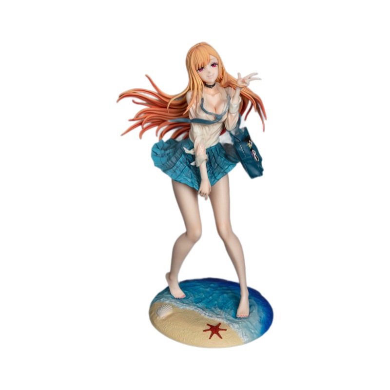 사랑의 해변에 떨어지는 드레싱 인형 XIDUO CHUANHAIMENG 핸드 헬드 아름다운 소녀 GK 동상 애니메이션 모델 장식품