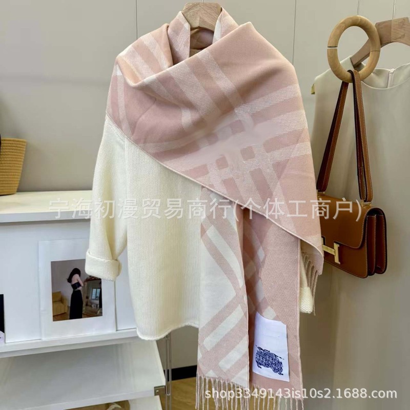 BBR2025新字母双面围巾女冬季高级感加厚仿羊绒披肩百搭保暖围脖|undefined