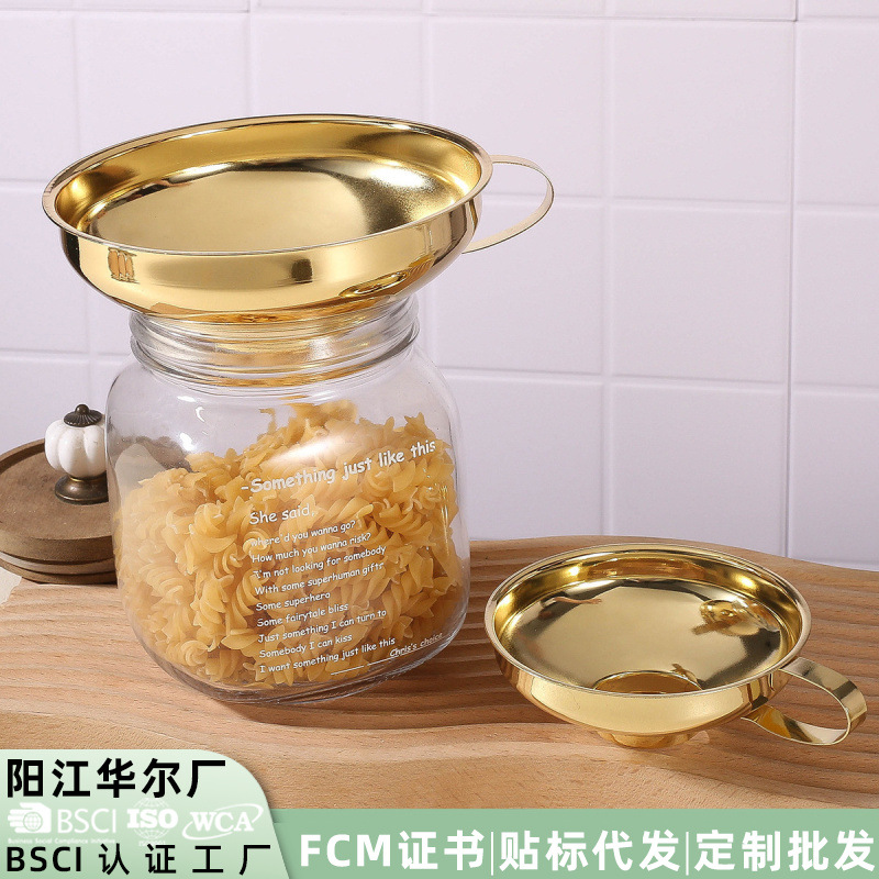 Embudos de boca ancha de acero inoxidable en stock embudos de gran calibre para ensalada doméstica embudos multifuncionales embudos de embalaje de gelatina