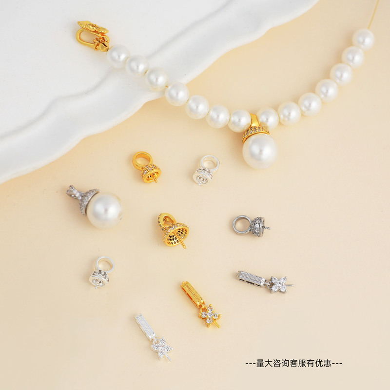 DIY Jewelry Accessories with Zircon Double-Row Butterfly Pearl Stud Pendant Clasp Half-Hole Bead Holder Necklace Pendant Accessory Materials DIY Jewelry Accessories with Zircon Double-Row Butterfly Pearl Stud Pendant Clasp Half-Hole Bead Holder Necklace Pendant Accessory Materials