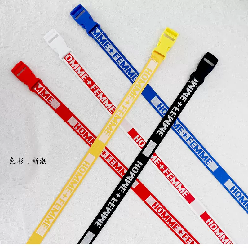 提花字母个性帆布儿童腰带简约插扣彩色新潮装饰女士裙外搭裤带女