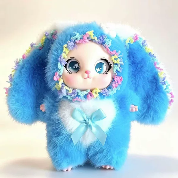 Cute lace long-eared rabbit plush toy pendant cartoon doll keychain adorable decoration birthday gift