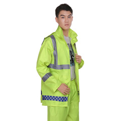 熒光綠雨衣套裝交通執勤應急防汛環衛雨衣成人反光分體式雨衣雨褲