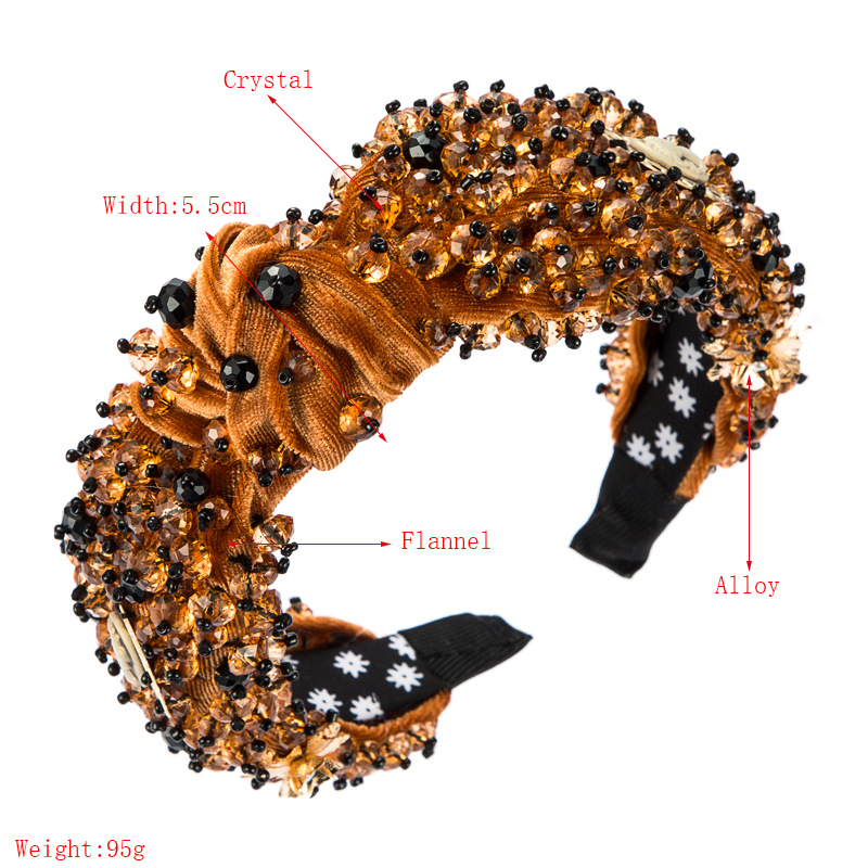 New Baroque Style Gold Velvet Sewing Crystal Headband display picture 1