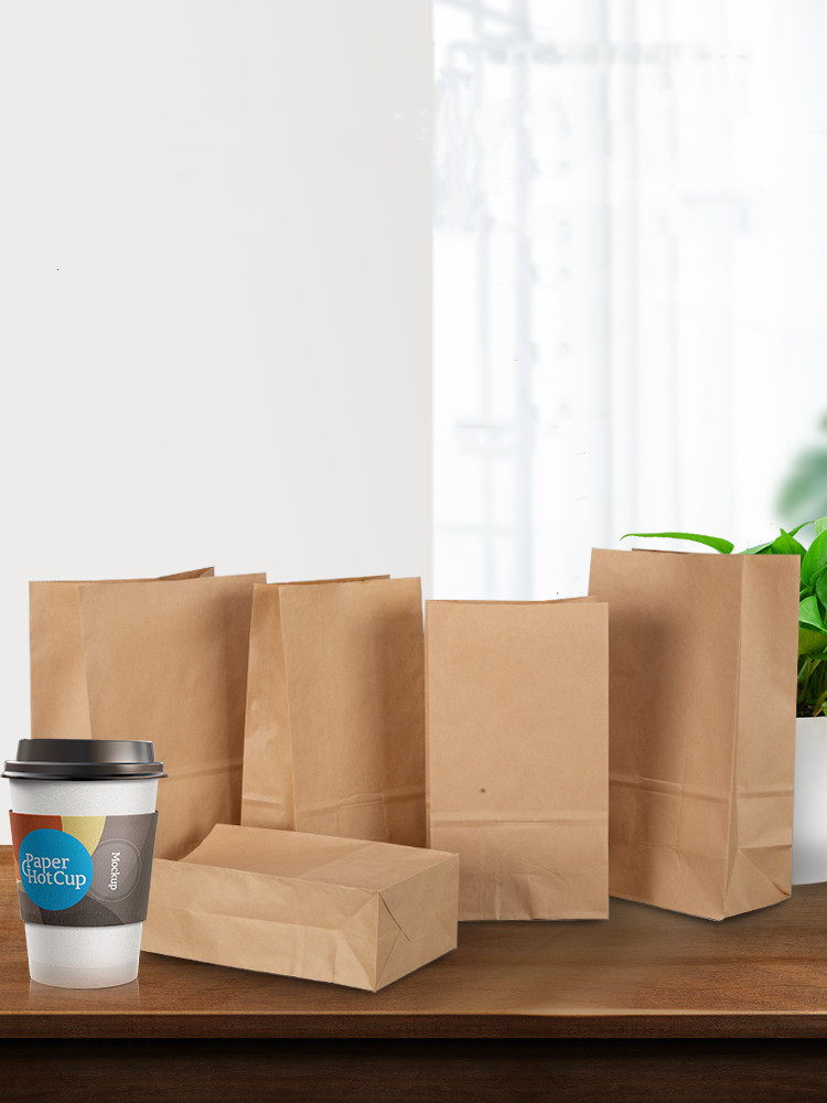 方底袋纸袋肯德基外卖打包袋60g淋膜食品纸袋面包汉堡