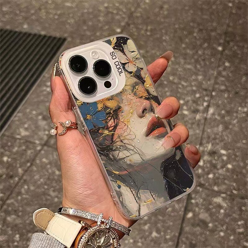 油絵少女風 Apple 16Pro 携帯ケース iPhone15Promax 新型14 個性派17Pro 美しい|undefined