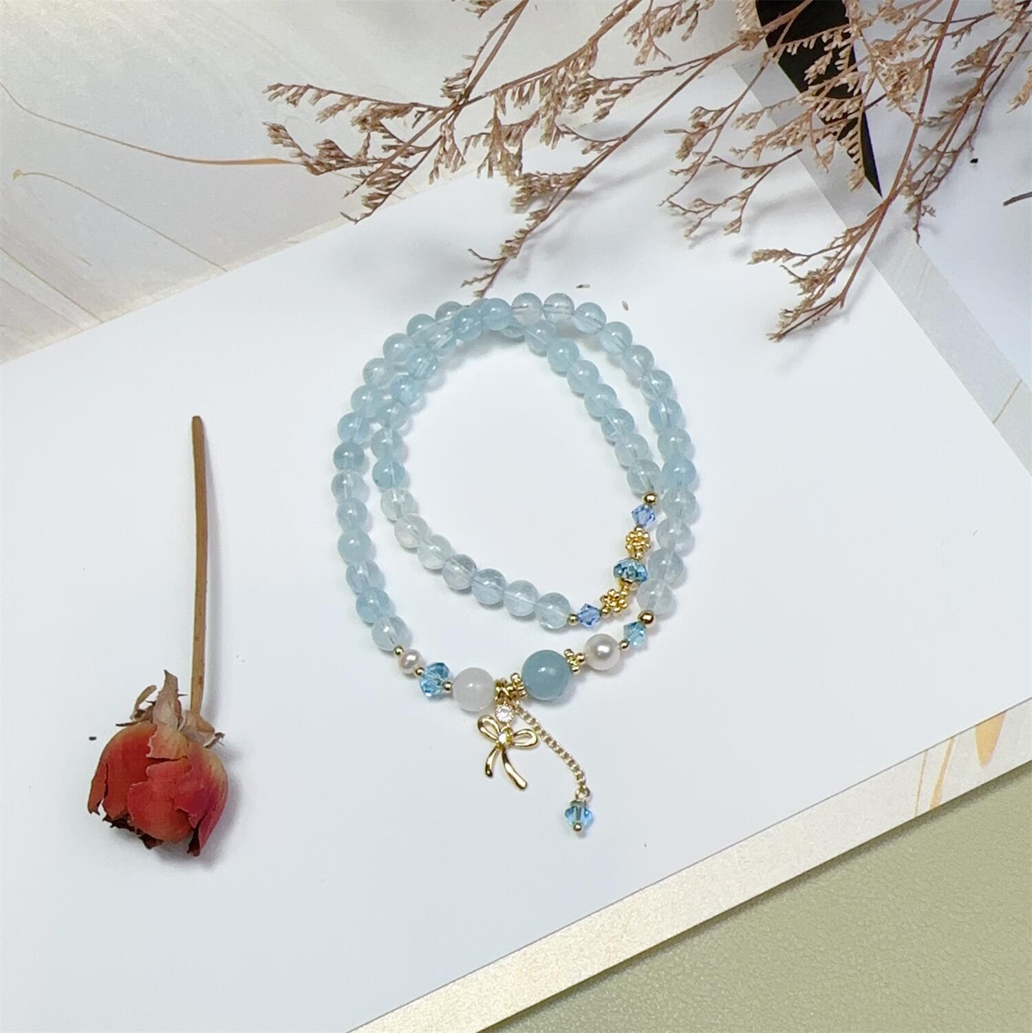 Sapphire sophisticated bracelet from pearl
