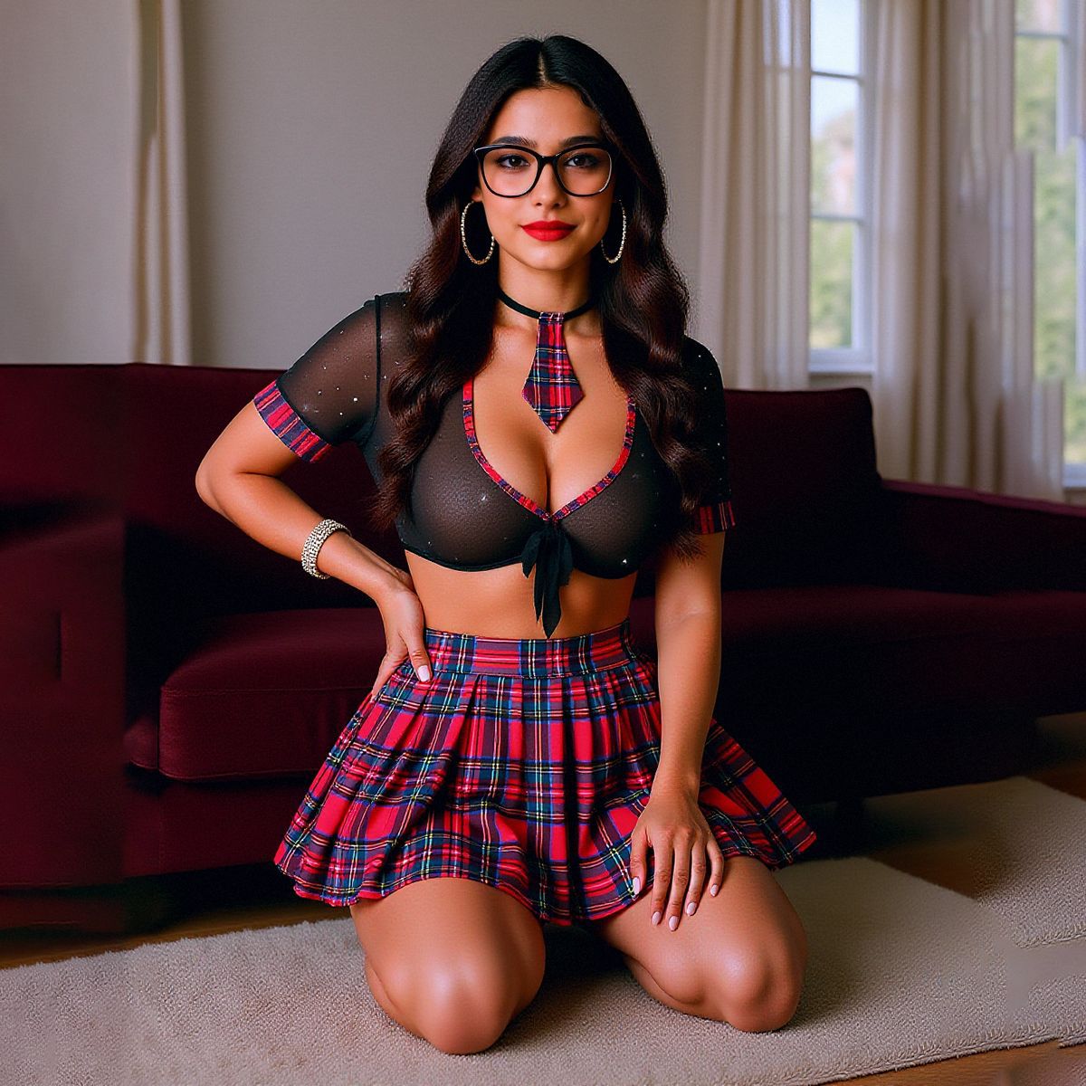 外贸欧美新情趣内衣欧美性感格子学生装女佣制服cos老师角色扮演