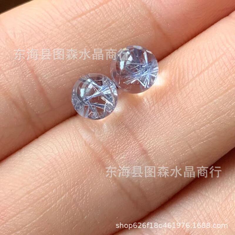 Blue hair crystal blue line Stone accompanying egg surface blue hair single bead blue hair ore raw stone blue velvet blue hair vision Stone