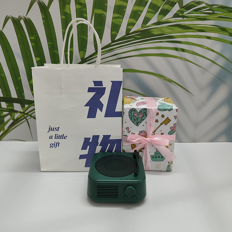 짙은 녹색 + 파란색 선물 포장 봉투 + 선물 포장지 - 커플
