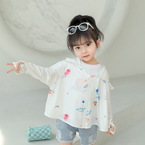  New Unisex Children's Ice Silk Sun Protective Shirt, Super Thin Breathable UV Blocking Skin Clothing Wholesale, One Piece Shipping