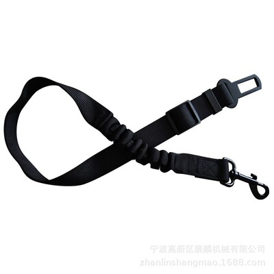 跨进专供宠物车载安全带 弹力伸缩车用牵引绳汽车安全绳全黑加厚|ms