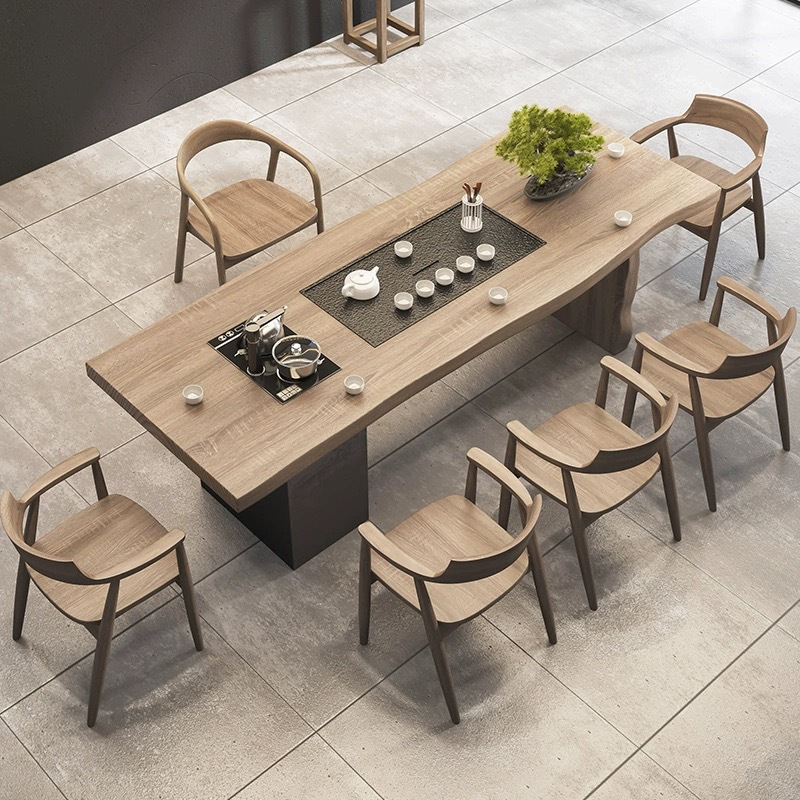 [인기] 2.4m 티 테이블 + 슈메트 의자 + 히로시마 의자 5개