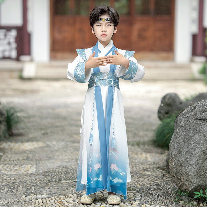 男童汉服2023春季新款儿童古装国学书生帅气改良唐装演出套装批发