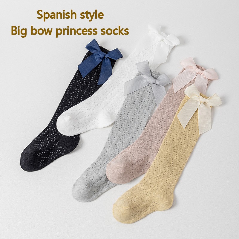2024 Baby Socks Spanish Baby Bow Socks Dress Girl Student Princess Socks Barrel Baby Socks