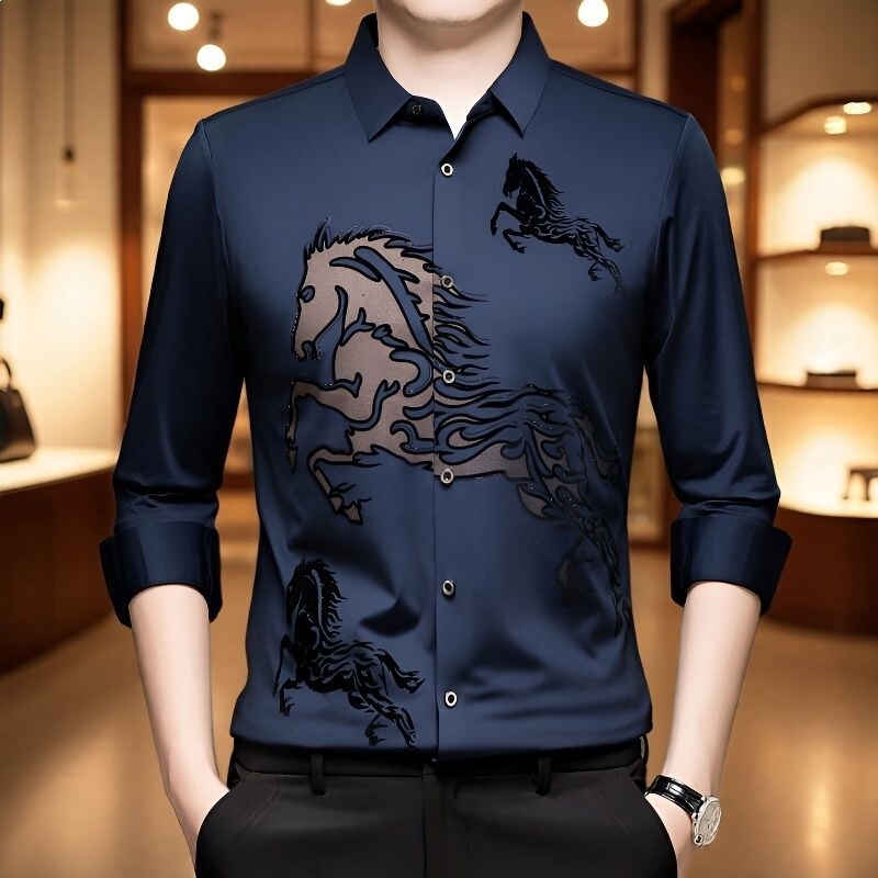 Spring Fashion Shirts for Men 2026 New Jacquard Long-Sleeve Shirts, Wrinkle-Free, Stretchy, with Rhinestones, Stylish Spring Fashion Shirts for Men 2026 New Jacquard Long-Sleeve Shirts, Wrinkle-Free, Stretchy, with Rhinestones, Stylish