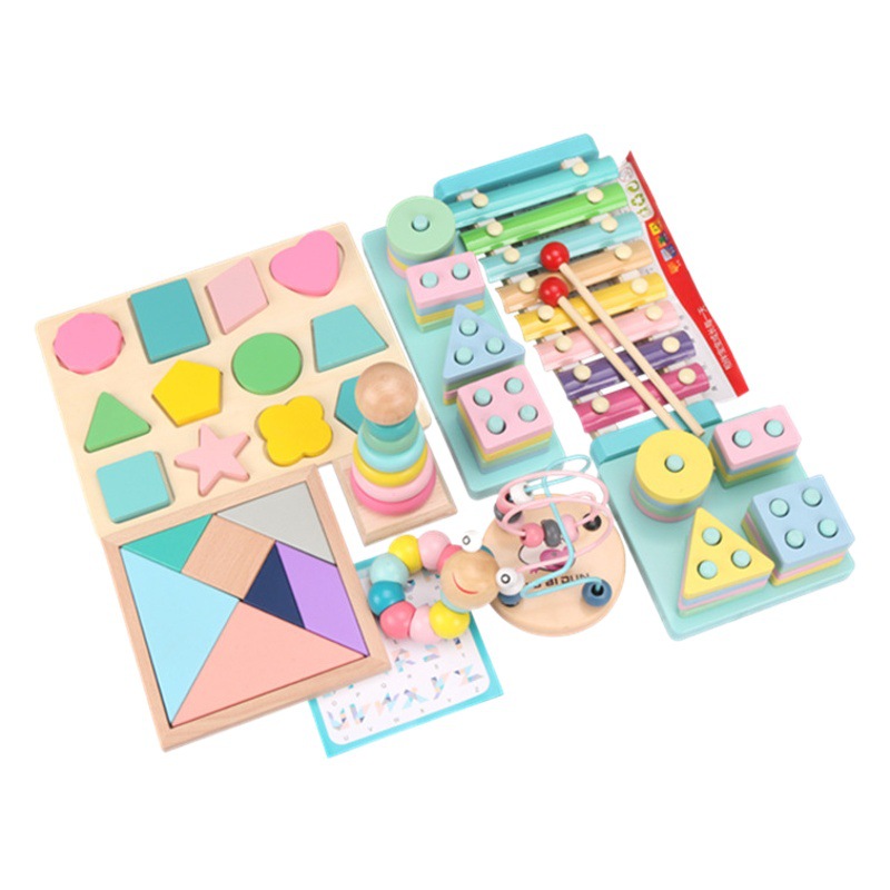 Bebé juguetes de educación temprana cuentas redondas paquete infantil bloques de construcción conjunto columna knock piano Twist insecto bebé regalo educativo entrega