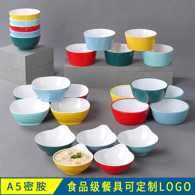 A8 melamine tableware two-color Nordic small soup bowl hot pot…