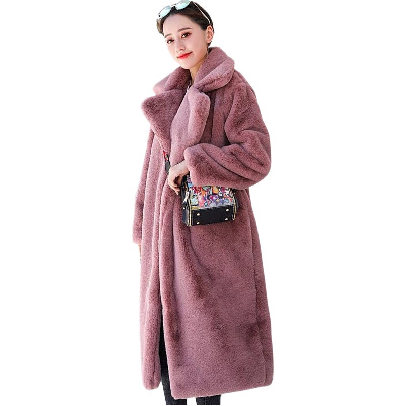 2024 AliExpress меховая куртка плюс длинный размер женская имитация кролика шерсть теплая зимняя меховая куртка