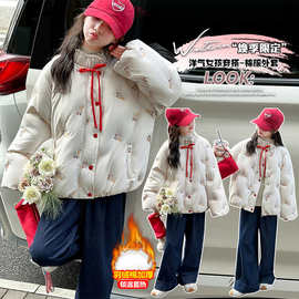 跨境女童2026年新款冬装女宝宝加厚外套中大童冰淇淋棉服时尚洋气