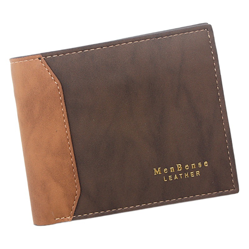 Cartera corta para hombre de cuero grabado