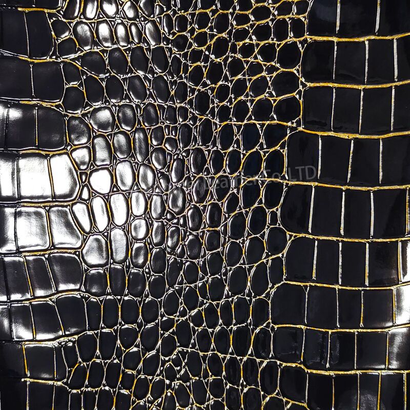 0.9 Crystal Glossy Gold Silk Crocodile Pattern Pvc Artificial Leather High-Gloss Film Metal Leather Bags Handbags Shoe Materials 0.9 Crystal Glossy Gold Silk Crocodile Pattern Pvc Artificial Leather High-Gloss Film Metal Leather Bags Handbags Shoe Materials