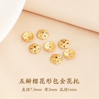 Jewelry Accessories Flower Hat Bracelet – Zərgərlik ara hissələri - come-shape-and-fine-workmanship-50-piecesfive-petal-cherry-blossom-18k-gold-filled-flower-holder-diameter-73mmfree-shipping-for-orders-over-38