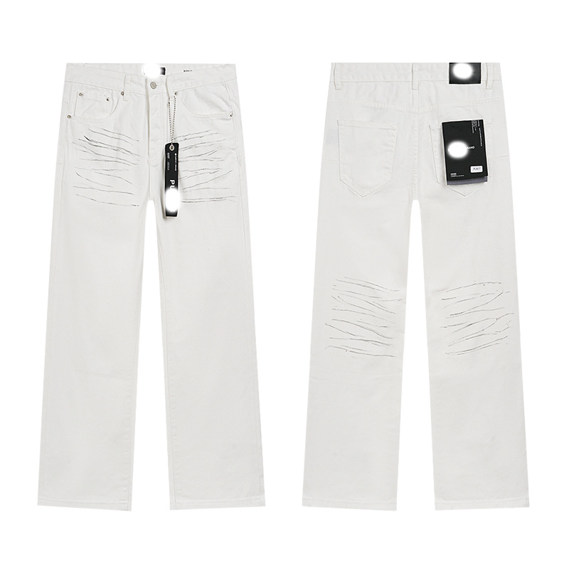 Marca de moda transfronteriza JB purple verano rectas vaqueros lavados de agua para hacer viejos agujeros vaqueros de hombre pantalones cortos de caño purple