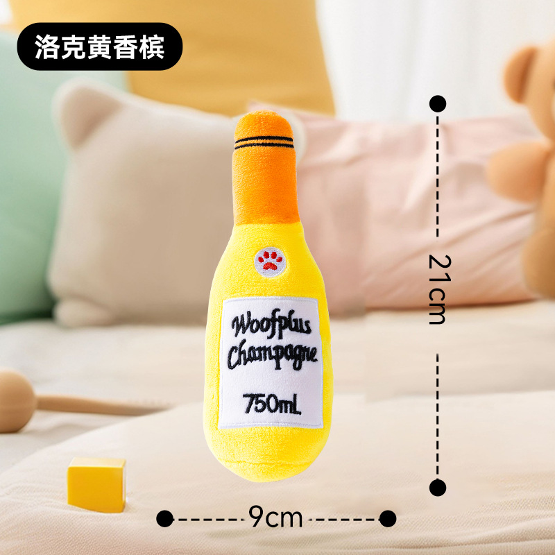 Juguetes de sonido de felpa de tabaco y alcohol molares para perros, botellas de vino para perros pequeños, juguetes para perros que muerden, juguetes para mascotas de acompañamiento interactivo
