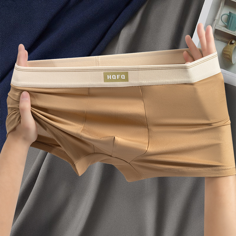 Verano 2025 nueva ropa interior masculina antibacteriana y transpirable de clase 7A color sólido, suelta y cómoda, más grasa y ropa interior masculina