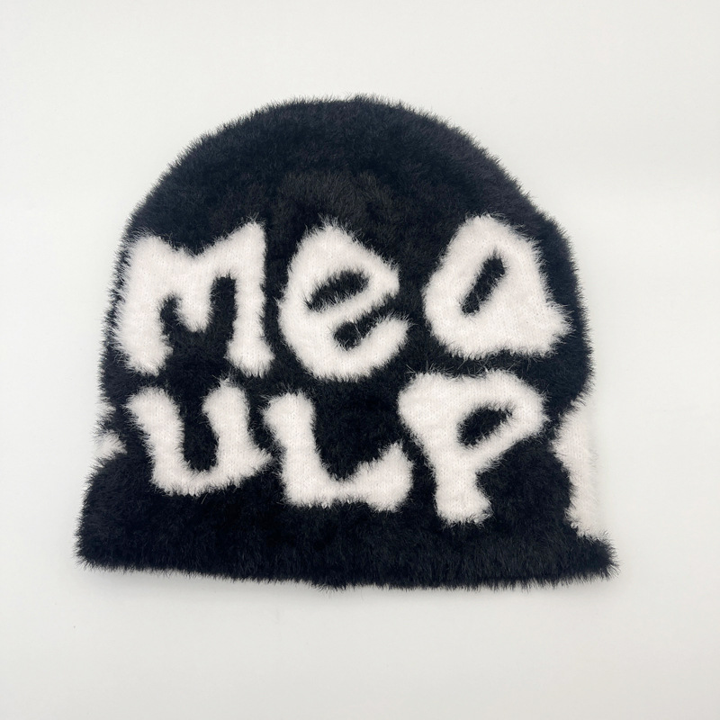 Hot selling fur style Mea knitted hat, brimless cap, personalized bean hat_voghion.com