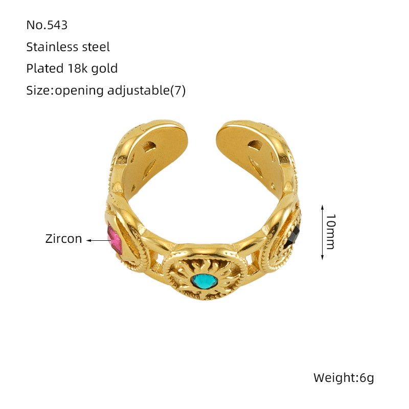 Transfronterizo europeo y americano estilo retro anillo de acero inoxidable con incrustaciones de Pavo Real anillo unisex joyería al por mayor