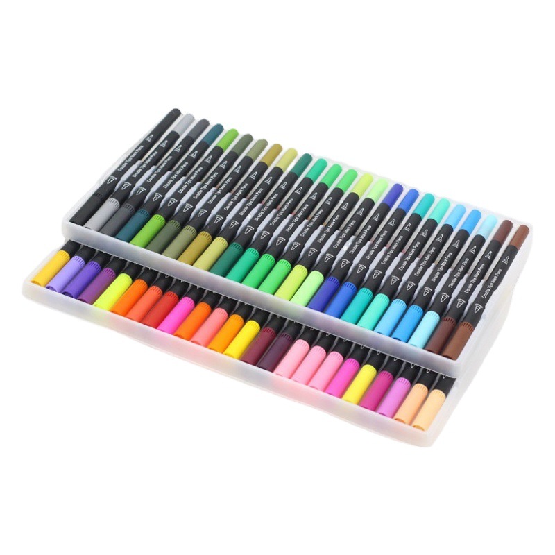 Suministro directo de fábrica pluma de acuarela de doble cabeza pluma de gancho marcador de pelo suave 120 colores opcional LOGOTIPO imprimible