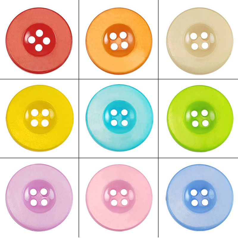 Plastic buttons with wide edges and thin edges