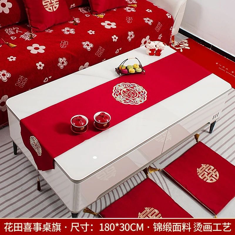 High-end burgundy table runner (lace round joy) 1 piece