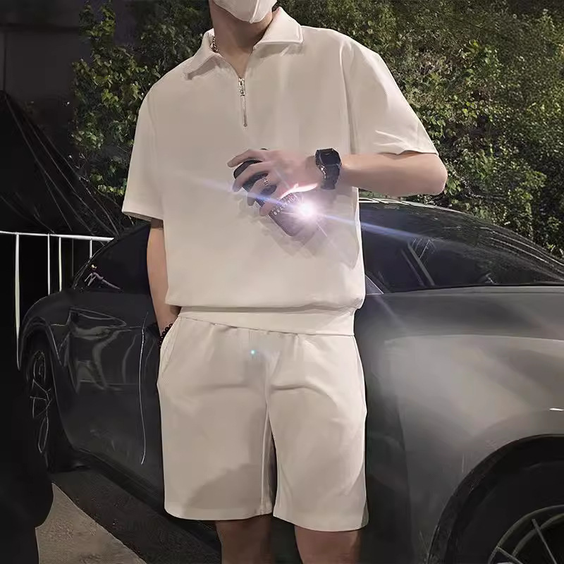 Summer leisure sports suit men's fashion brand ruffian handsome short sleeve Polo shirt 2024 new men's clothing with a tower handsome