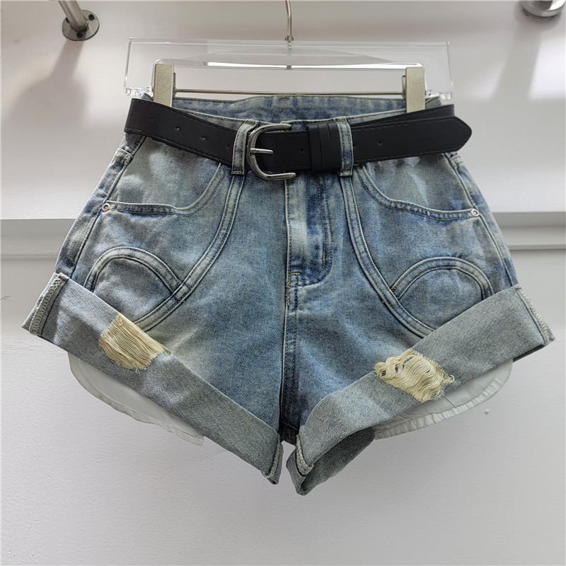 Pantalones Cortos de Mezclilla para Mujer de Tiro Bajo y Corte Ajustado