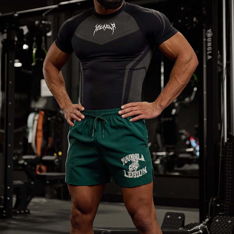 Cross-border foreign trade European and American fashion brand YOUNGLA casual shorts fashion printing fitness training sports basketball shorts