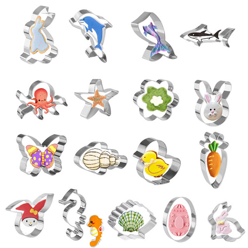 17 Stainless Steel Cookie Cutting Molds Easter Ocean Cartoon Series Molds Fondant Cookie Cutter