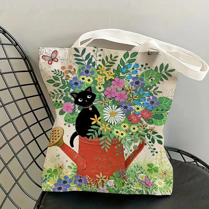 Transfronterizos Amazon animales gatos bolsas de mano bolsas de lona bolsas de hombro bolsas plegables bolsas de tela impresa se pueden almacenar