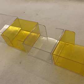 便签盒透明黄色塑料简便易取收纳盒糖果色方形PS抽取式办公用品