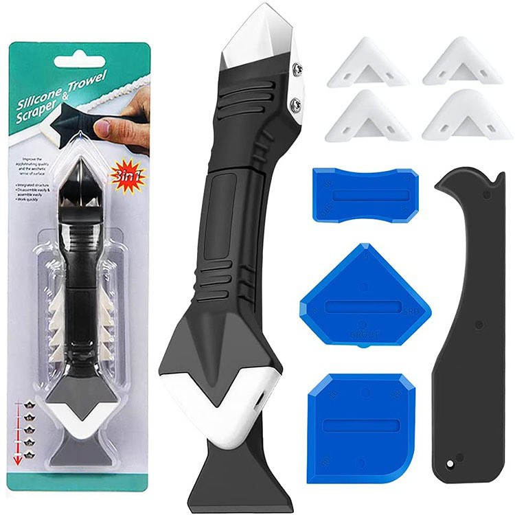 Multi-función pegamento pala 3-en-1 silicona pegamento raspador ángulo belleza costura pala cuchillo eliminación de pegamento cuchillo interior esquina pegamento raspador de goma