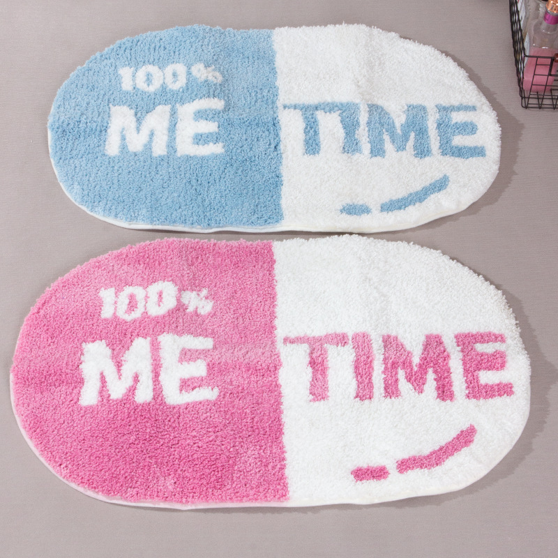 Floor Mat Capsule Flocked Thickened Fiber Bathroom Mat Non-Slip Water-Absorbent Carpet Mat Bathroom Entrance Water-Absorbent Floor Mat