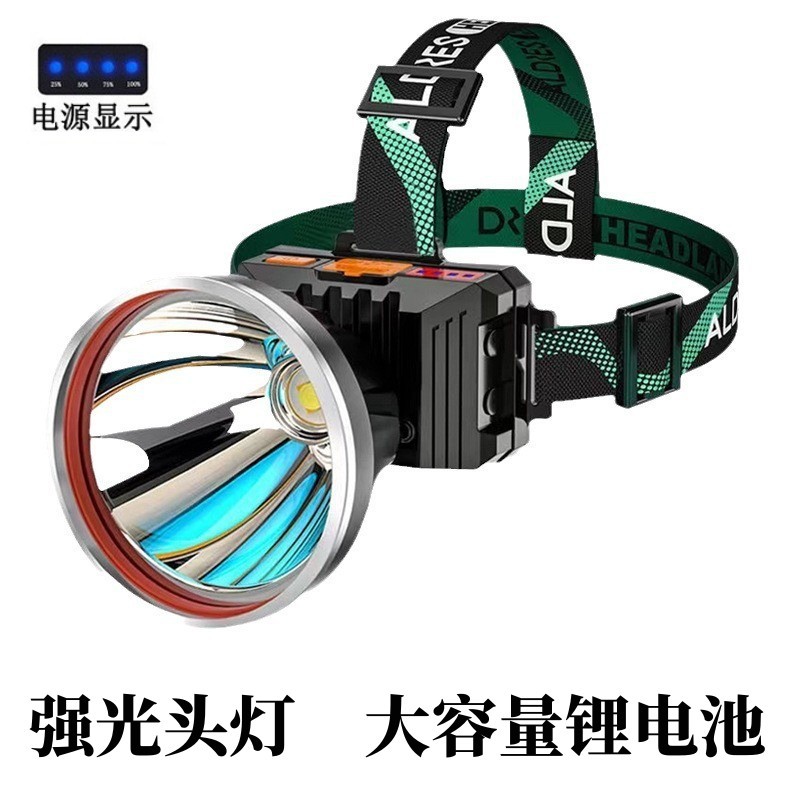 Linterna frontal de luz fuerte LED de largo alcance, linterna multifunción para pesca al aire libre, lámpara de minero recargable, de alto brillo y largo alcance