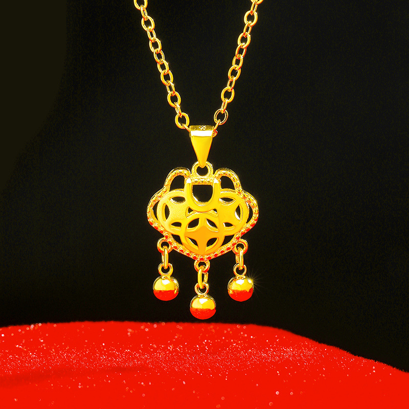 Vietnam arena oro Abacus larga vida bloqueo clavícula colgante vintage hueco campana bloqueo bebé 100 años de edad colgante de joyería al por mayor