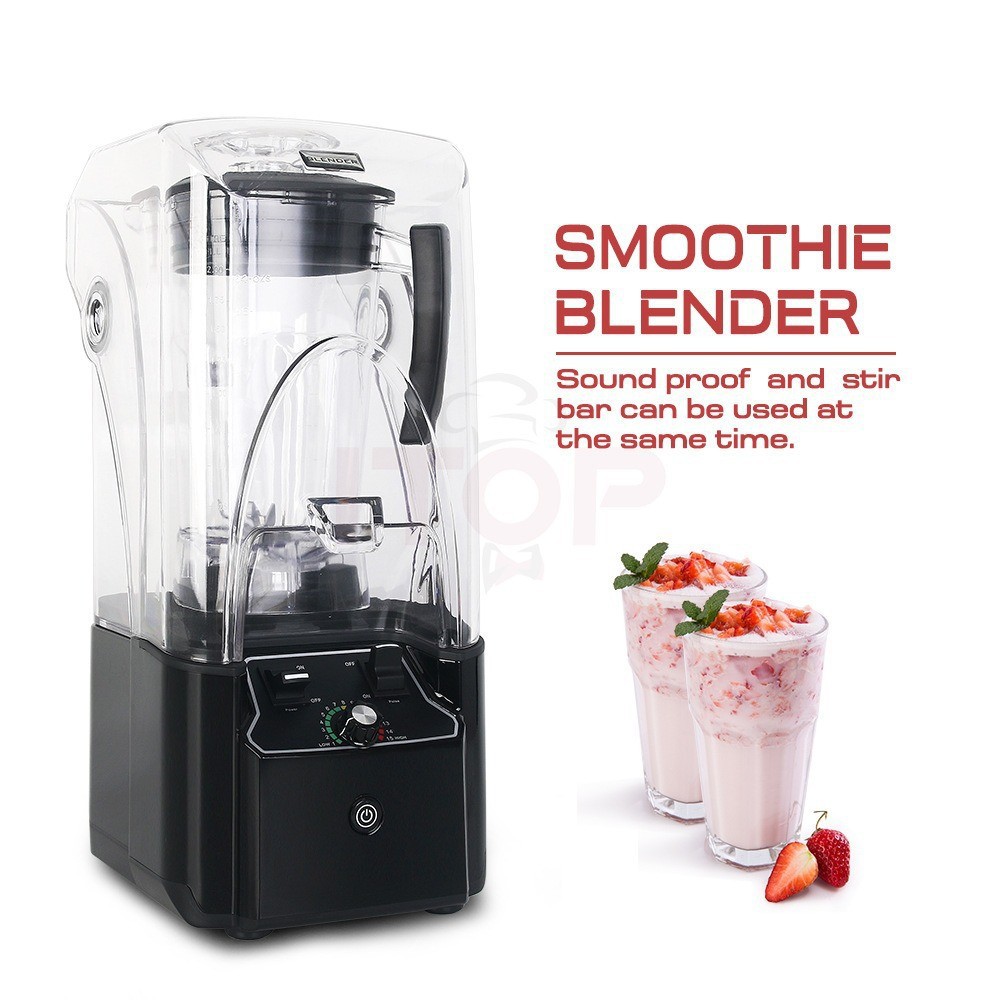 Máquina comercial de batido de gran capacidad de 2L, aislamiento acústico, trituradora de paredes de frutas y verduras, botón mecánico de batido, batido automático multifuncional