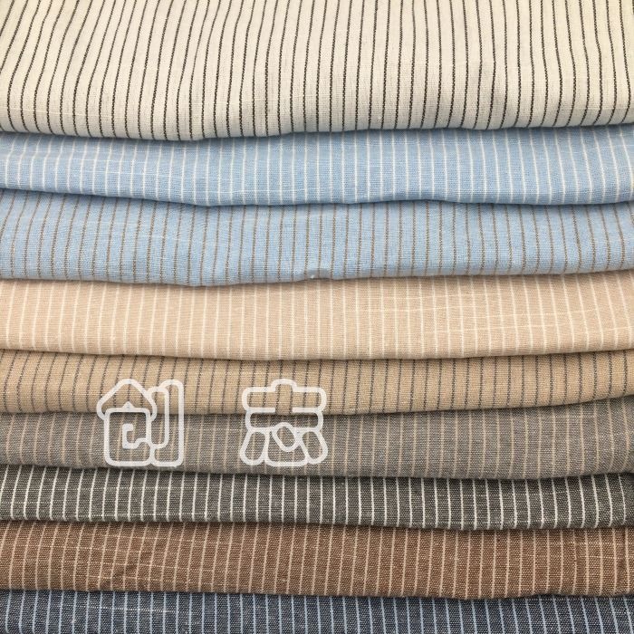 涤棉色织双色提花竹节条子衬衫涤棉色织格子布条子布淘现货面料